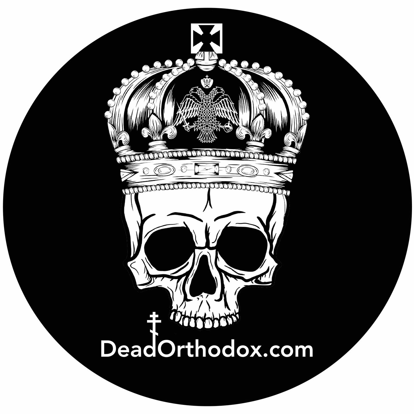 Dead Orthodox Skull Sticker (4 inch circle)